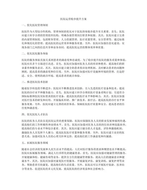 医院运营稳步提升方案