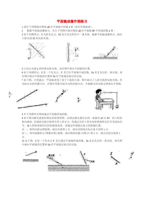 (整理版)平面镜成像作图练习