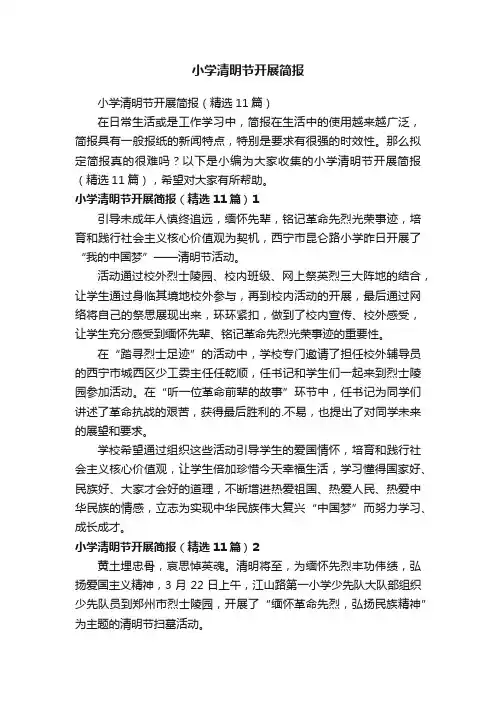 小学清明节开展简报