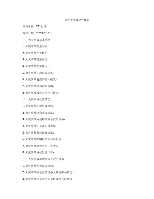 火灾事故登记台账表