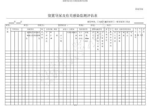 留置导尿及相关感染监测评估表格