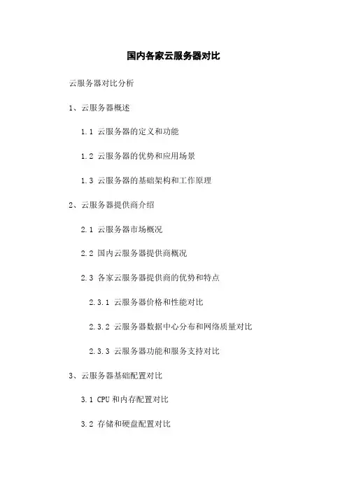 国内各家云服务器对比