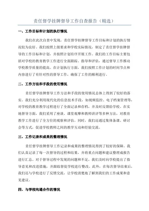 责任督学挂牌督导工作自查报告(精选)