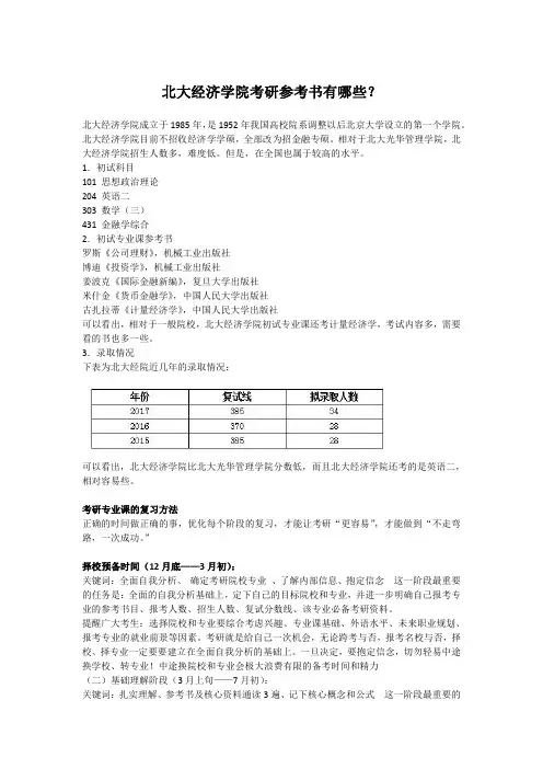 北大经济学院考研参考书有哪些