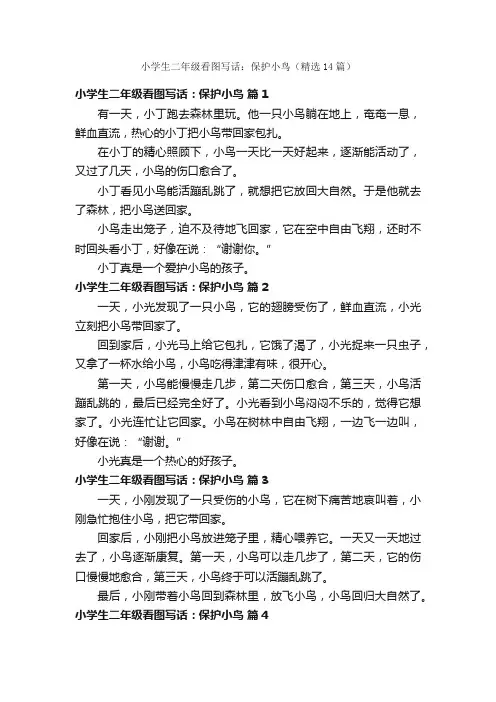 小学生二年级看图写话：保护小鸟（精选14篇）