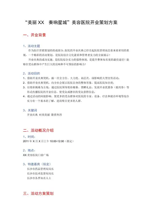 美容医院开业策划方案