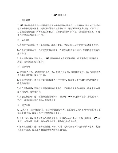 12345运营方案