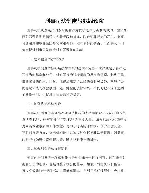 刑事司法制度与犯罪预防