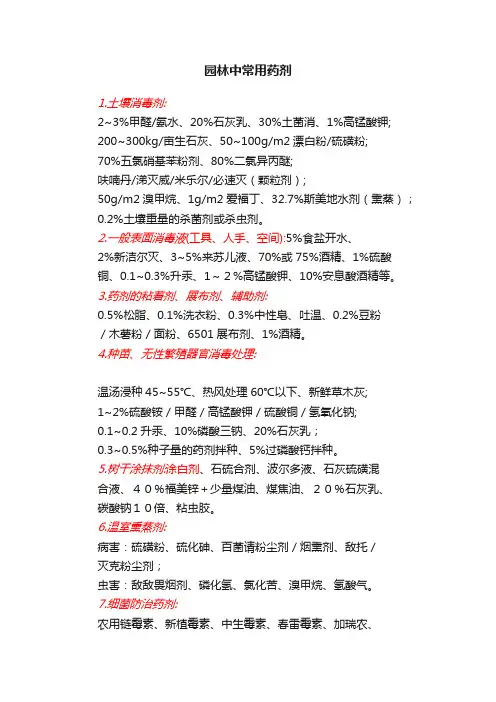 园林中常用药剂