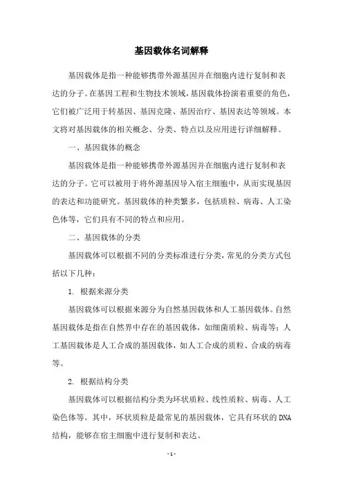 基因载体名词解释