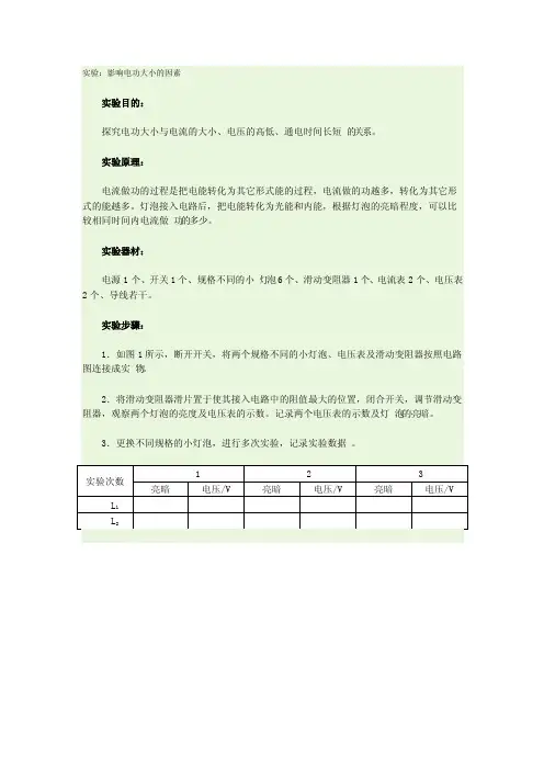 实验：影响电功大小的因素