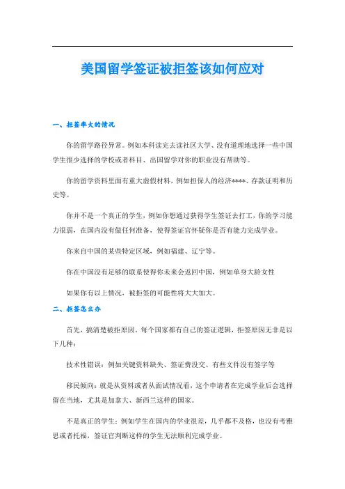 美国留学签证被拒签该如何应对