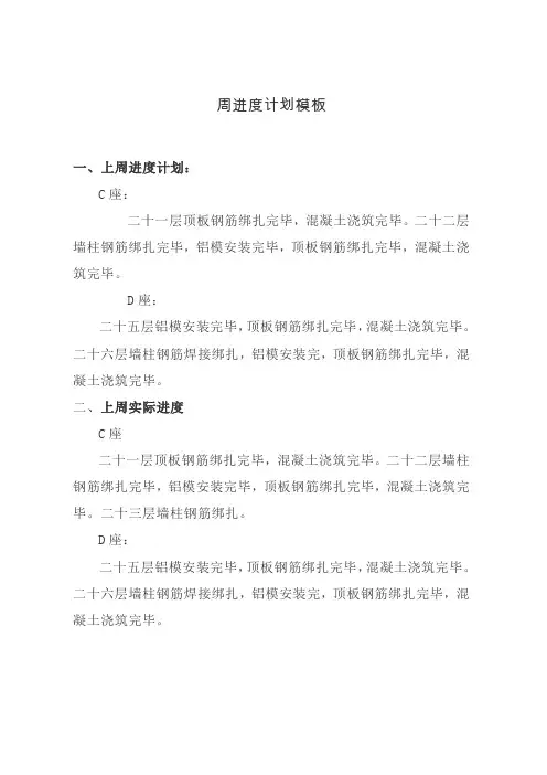 周进度计划表格模板