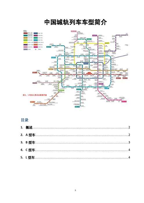 中国城轨列车车型简介