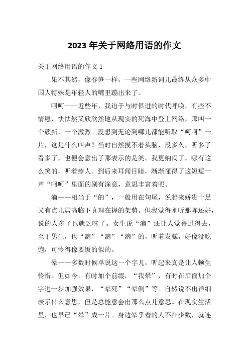 2023年关于网络用语的作文