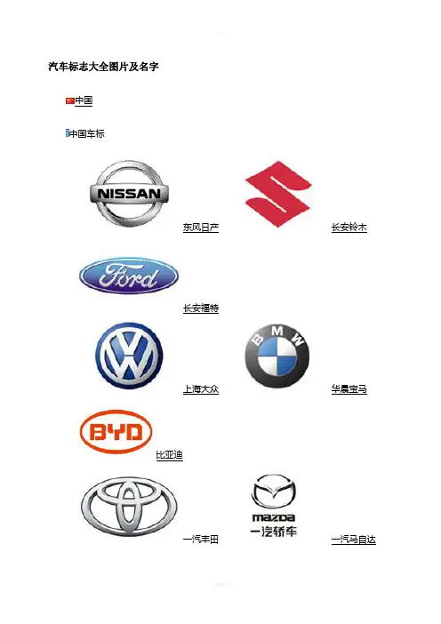 汽车标志大全图片及名字
