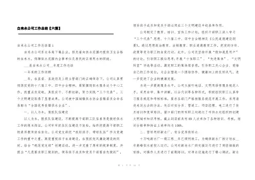 自来水公司工作总结【六篇】