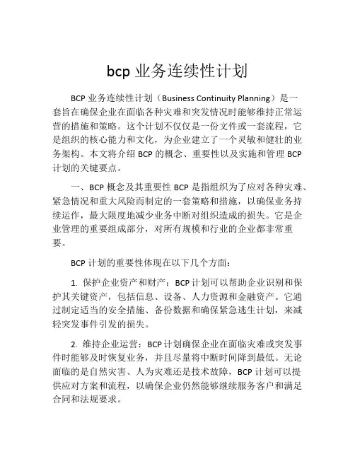 bcp业务连续性计划