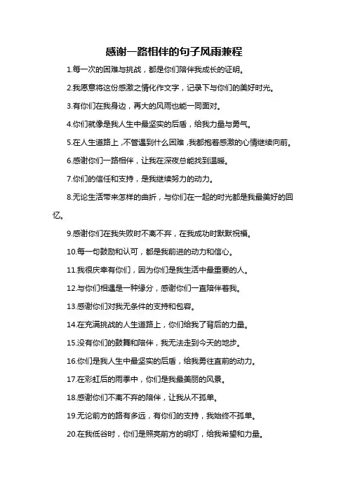 感谢一路相伴的句子风雨兼程