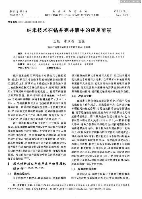 纳米技术在钻井完井液中的应用前景