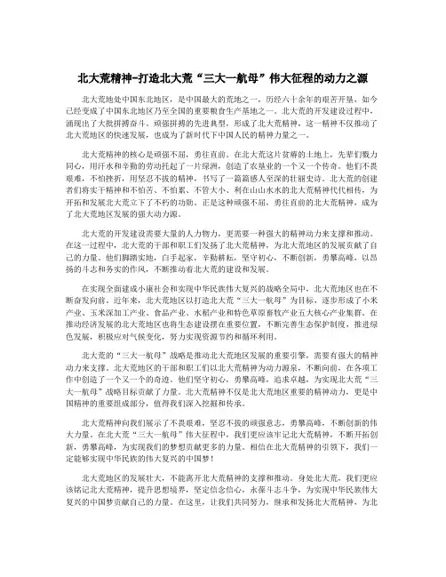 北大荒精神-打造北大荒“三大一航母”伟大征程的动力之源
