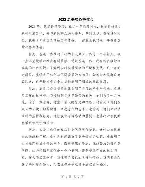 2023走基层心得体会