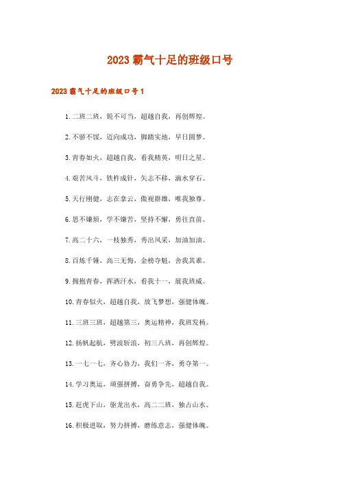 2023霸气十足的班级口号
