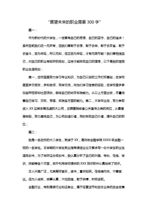 “展望未来的职业愿景300字”