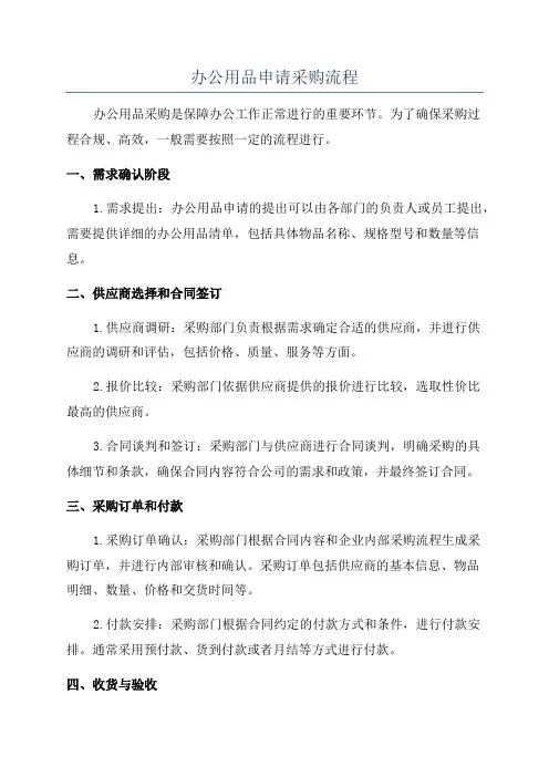 办公用品申请采购流程