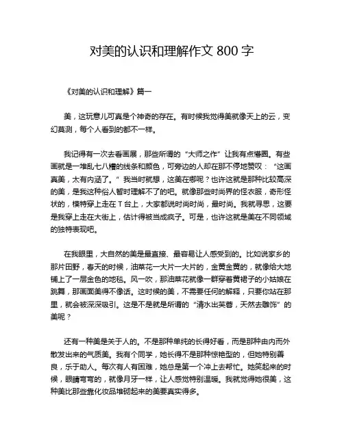 对美的认识和理解作文800字