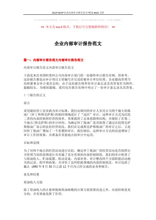 2018-2019-企业内部审计报告范文-精选word文档 (14页)