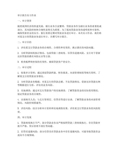 审计报告实习作业