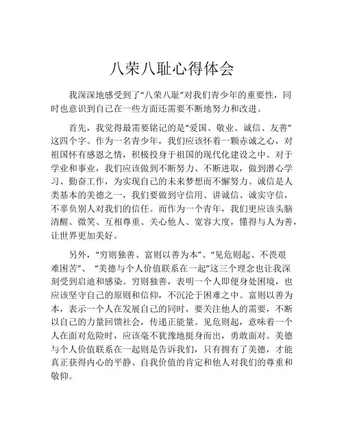 八荣八耻心得体会