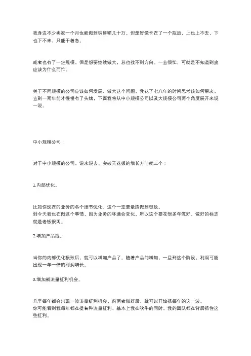 猫课电商蒋晖狮友会：针对不同规模公司的发展策略