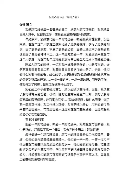 促销心得体会（精选5篇）