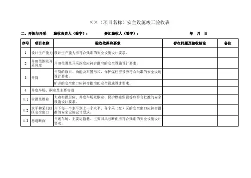 煤矿建设竣工验收表格