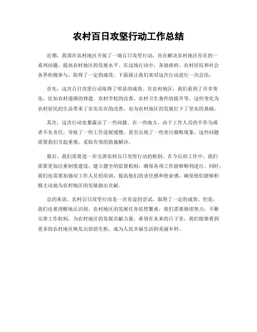 农村百日攻坚行动工作总结