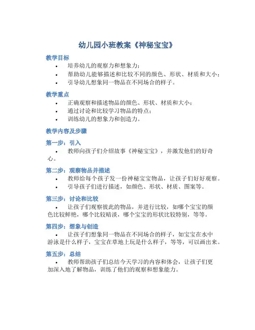 幼儿园小班教案《神秘宝宝》