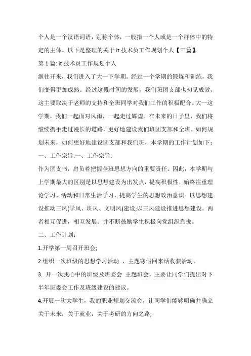 关于it技术员工作规划个人【三篇】