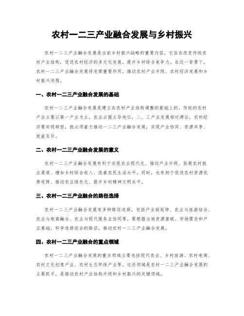 农村一二三产业融合发展与乡村振兴