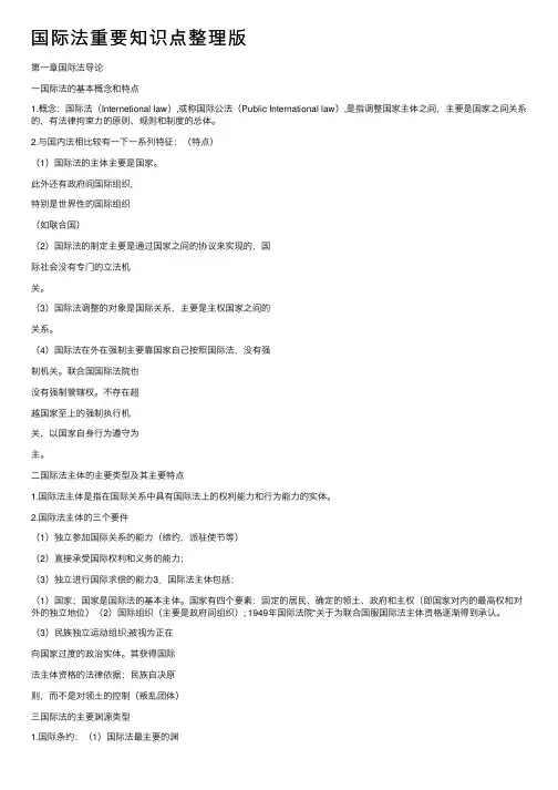 国际法重要知识点整理版