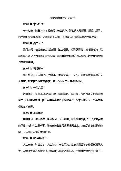 宋之韵每集评论300字