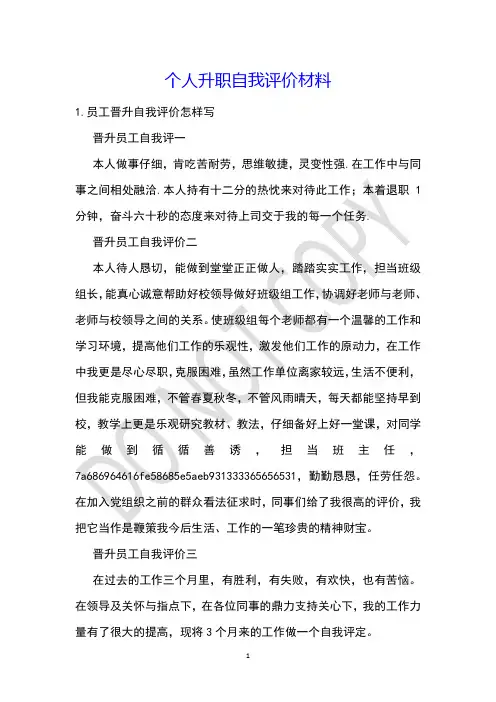 个人升职自我评价材料
