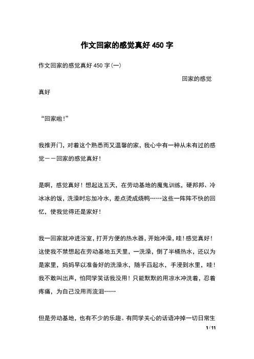 作文回家的感觉真好450字