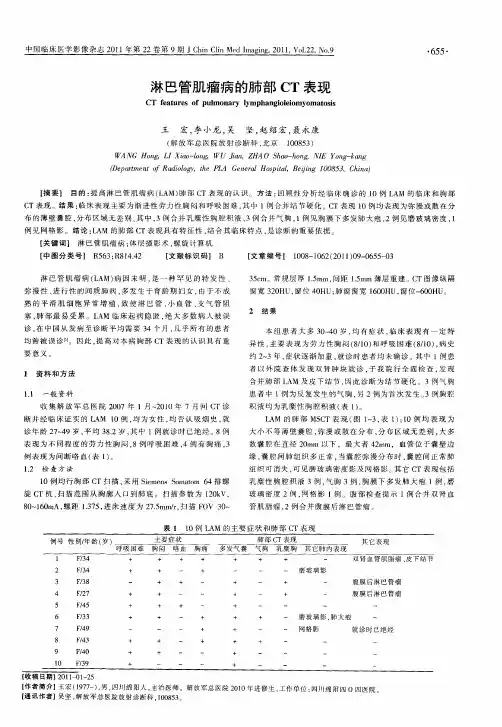 淋巴管肌瘤病的肺部CT表现