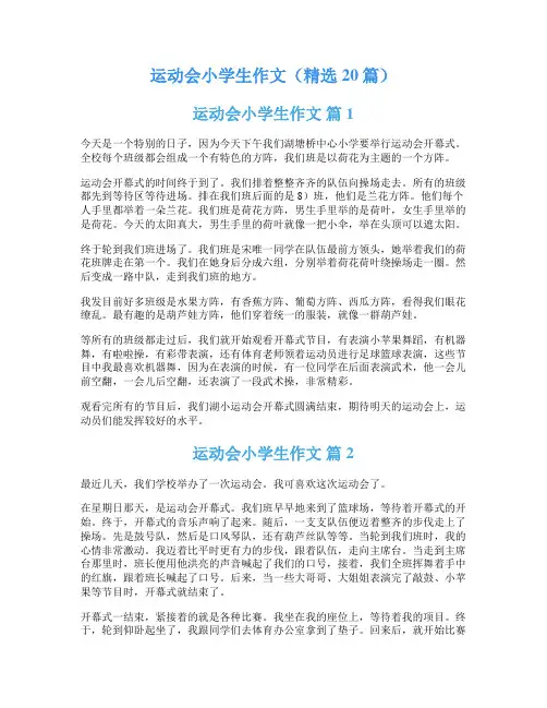 运动会小学生作文(精选20篇)