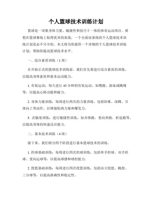 个人篮球技术训练计划