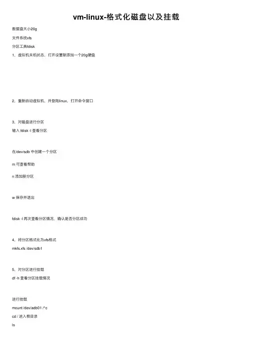vm-linux-格式化磁盘以及挂载