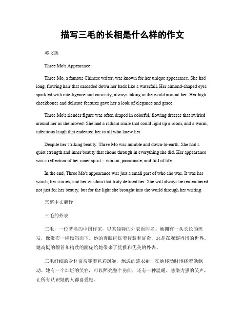 描写三毛的长相是什么样的作文