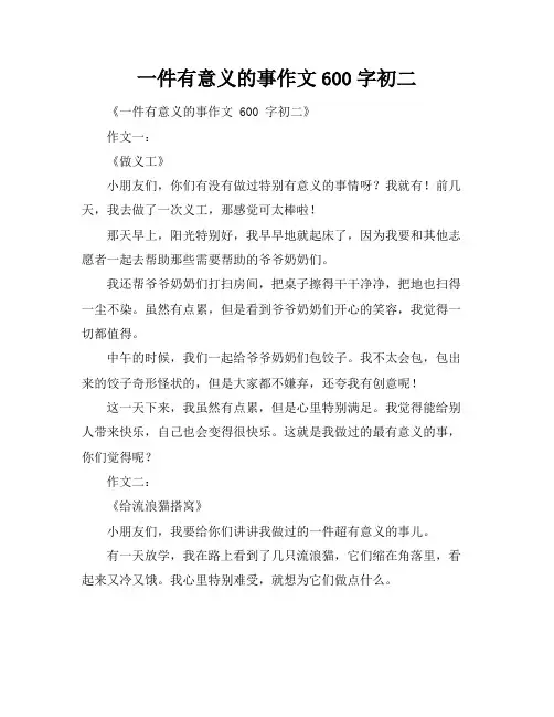 一件有意义的事作文600字初二